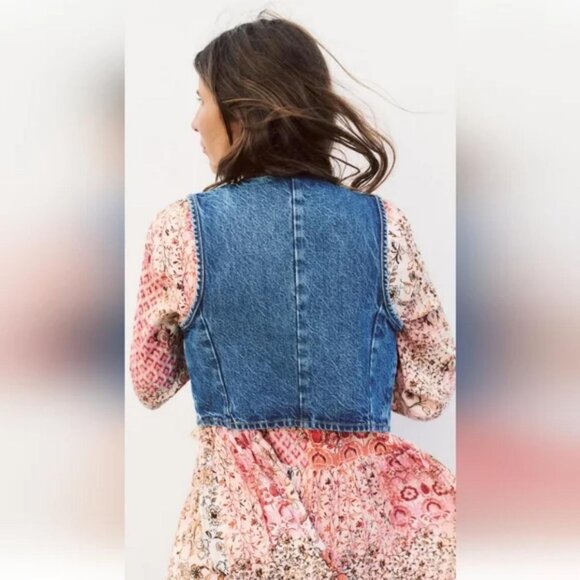 ZARA Z1975 CROPPED DENIM VEST - Picture 4 of 8